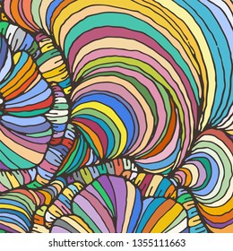 Vector doodle outline abstract ornamental flowers stripe background. Funky backdrop