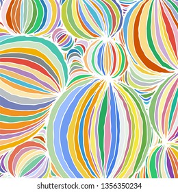 Vector doodle outline abstract ornamental ball stripe background. Funky backdrop