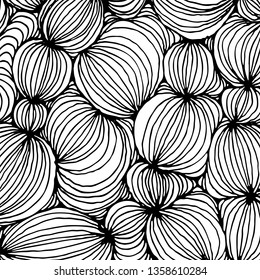 Vector doodle outline abstract ornamental ball stripe background. Funky backdrop for coloring book