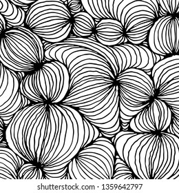 Vector doodle outline abstract ornamental ball stripe background. Funky backdrop for coloring book