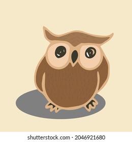 Vector doodle owl color. A simple drawing of a cartoon owl.