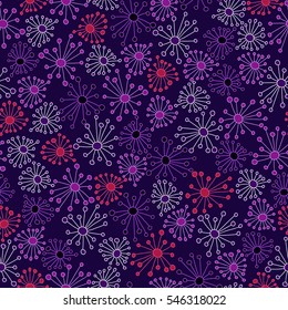 Vector doodle pattern. Colorful seamless doodle texture, detailed illustrations. 