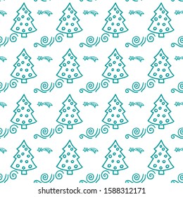 Vector doodle pattern New Year and Christmas