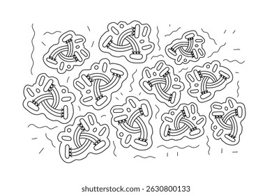 Vector doodle pattern, outline, wallpaper, background