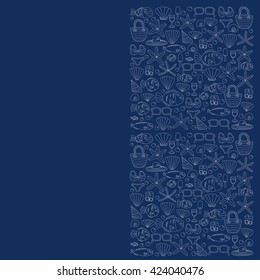 Vector doodle pictures of beach vacation and tropical sea life