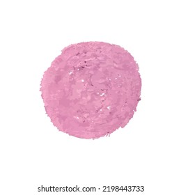 Vector Doodle of pink oil pastel circle. Empty label round sticker, tag. Abstract background. Kids art.