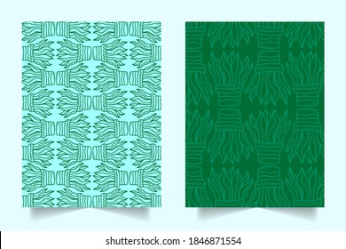 Vektordoodle-Pflanzen einzeln auf grünem Hintergrund. Handgezeichnetes Muster, Linienzeichnung, doodle Vektorgrafik 