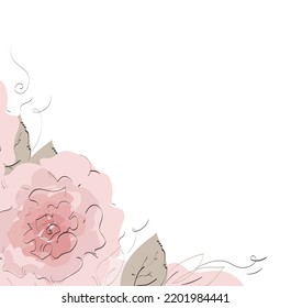 Vector doodle pose pink wedding invitation card frame