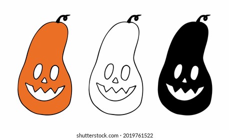 vector doodle pumpkins. Hand-drawn angry pumpkins, Halloween icon