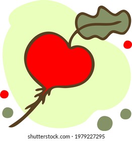Doodle vectorial de rábano. Estilo de caricatura. Ilustración dibujada a mano. Diseño para camisetas, textiles e impresiones.


