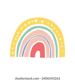 Vector doodle rainbow in cute style on white