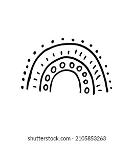 Vector doodle rainbow isolated. Hand drawn cute rainbow