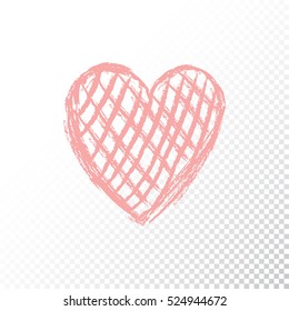 Vector doodle red heart. Heart painted in the cell. Valentines day. White background