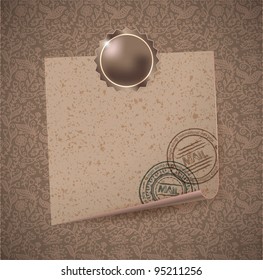 vector doodle retro frame with paper note