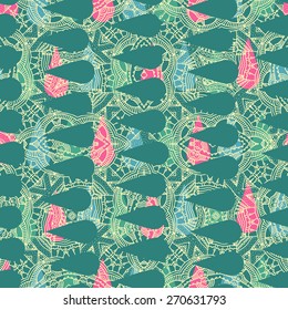 Vector doodle seamless background with drops. Endless texture. Retro style seamless pattern for textile, wrapping paper, web design, book, brochure.