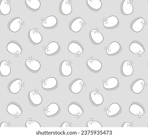 Vector doodle sin costura de pollo rayado patrón de huevo. Fondo de la cena. Producto de granja de pollo