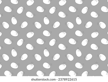 Vector doodle seamless chicken scrambled egg pattern. Morning meal background. Chicken farm product