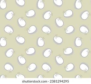 Vector doodle seamless chicken scrambled egg pattern. Morning meal background. Chicken farm product