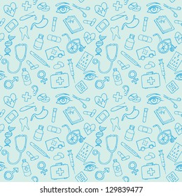 Vector doodle seamless illustration Medicine icons