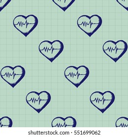 Vector doodle seamless illustration. Medicine icons