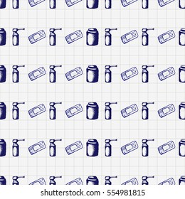Vector doodle seamless illustration. Medicine icons