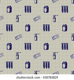 Vector doodle seamless illustration Medicine icons