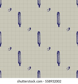 Vector doodle seamless illustration. Medicine icons