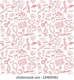 Vector doodle seamless Medicine icons