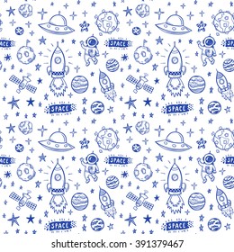 Vector doodle spa?e seamless pattern