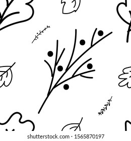 Vector doodle. Seamless pattern. Autumn leaves