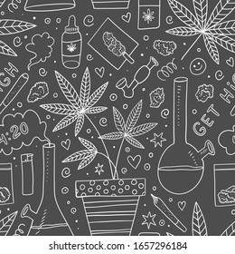 Hand Drawn Doodle Cannabis Icons Set Stock Vector (Royalty Free ...