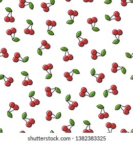 Vector doodle seamless pattern cherry