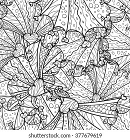 Vector doodle seamless pattern. Coloring book for adult and children.Coloring page. Outline abstract wavy drawing.