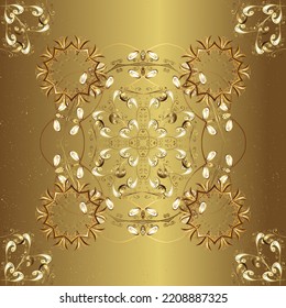 Vector doodle seamless pattern with ethnic mandala ornament on a pleasant colors. Outline. 