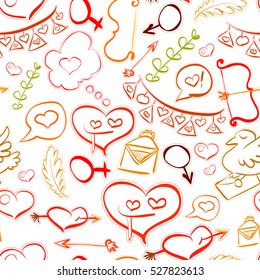 Vector doodle seamless pattern on white background
