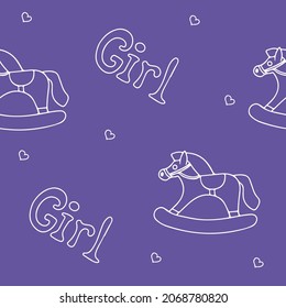 Vector doodle seamless pattern with toys. Hand draw collection of toys icons for baby shower or scrapbook. Cute illustration for children