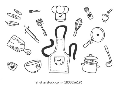 Vector doodle set of chef theme