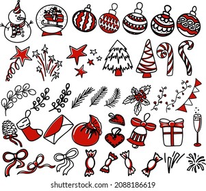 Vector doodle set of christmas decorations