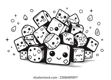 Doodle vectorial, juego de dados de rollo cutáneo