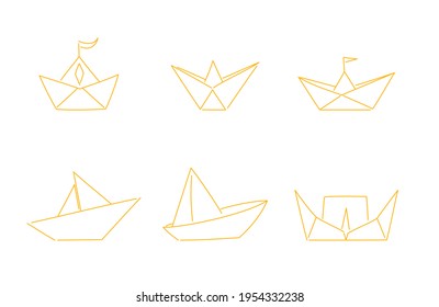 Vector doodle set with different paper boats.