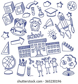 Vector doodle set of education icons