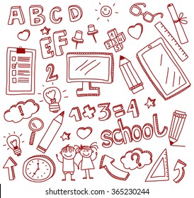 Vector doodle set of education icons