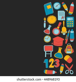 Vector doodle set of education symbols Back to school