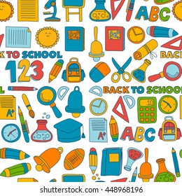 Vector doodle set of education symbols Back to school