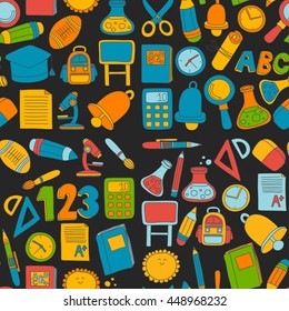 Vector doodle set of education symbols Back to school