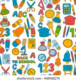 Vector doodle set of education symbols Back to school