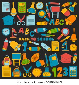 Vector doodle set of education symbols Back to school
