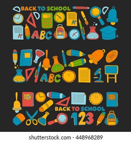 Vector doodle set of education symbols Back to school