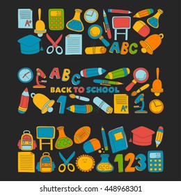 Vector doodle set of education symbols Back to school