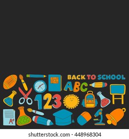 Vector doodle set of education symbols Back to school